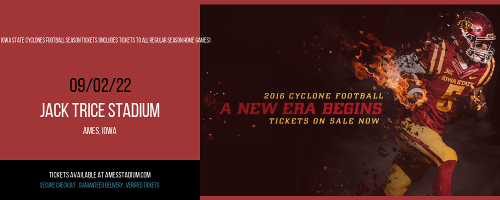 2022 Iowa State Cyclones Football Season Tickets (Includes Tickets To All Regular Season Home Games) at Jack Trice Stadium